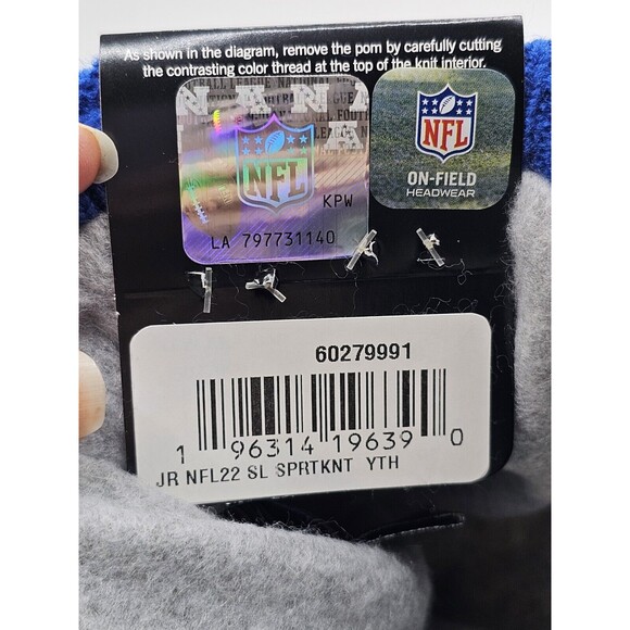 New York Giants Beanie Knit Youth Team Apparel Official NFL Removable Pom Pom - Picture 7 of 7